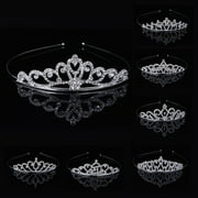 Jiaroswwei Shiny Rhinestones Alloy Crown Tiara Headband Headwear